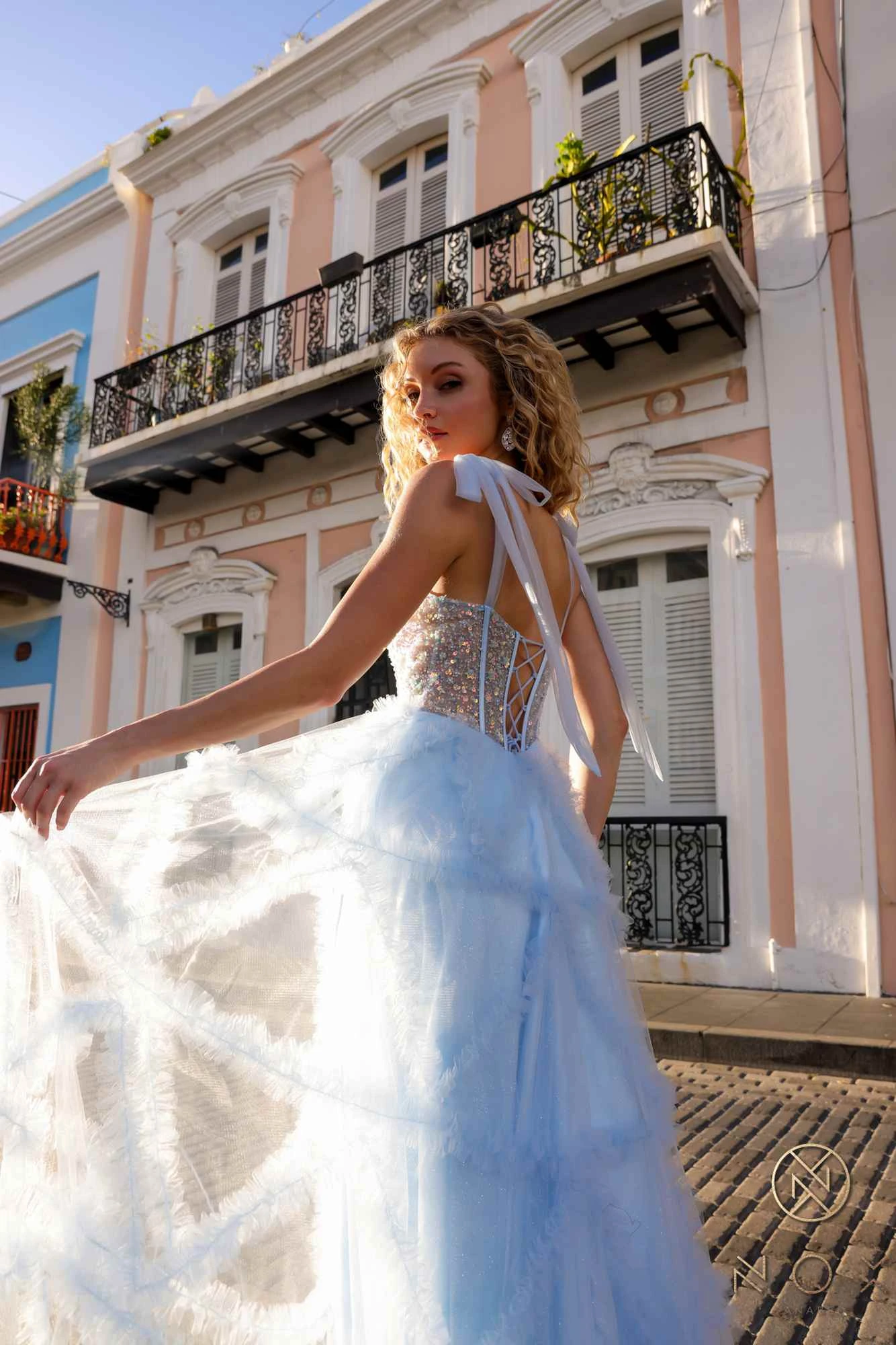 Nox Anabel T1340 Long Ruffled Skirt Boned Bustier Ribbon Strap A-Line Gown(Nox Anabel T1340 Long Ruffled Skirt Boned Bustier Ribbon Strap A Line Gown) 14 Nox Anabel T1340 Long Ruffled Skirt Boned Bustier Ribbon Strap A-Line Gown(Nox Anabel T1340 Long Ruffled Skirt Boned Bustier Ribbon Strap A Line Gown) - Image 14