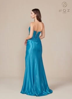 Nox Anabel T1500 Dress Satin Strapless Floor Length Keyhole Bodice(Nox Anabel T1500 Dress Satin Strapless Floor Length Keyhole Bodice) 25 Nox Anabel T1500 Dress Satin Strapless Floor Length Keyhole Bodice(Nox Anabel T1500 Dress Satin Strapless Floor Length Keyhole Bodice) -Discount Dress Shops T1500 nox anabel ocean blue back