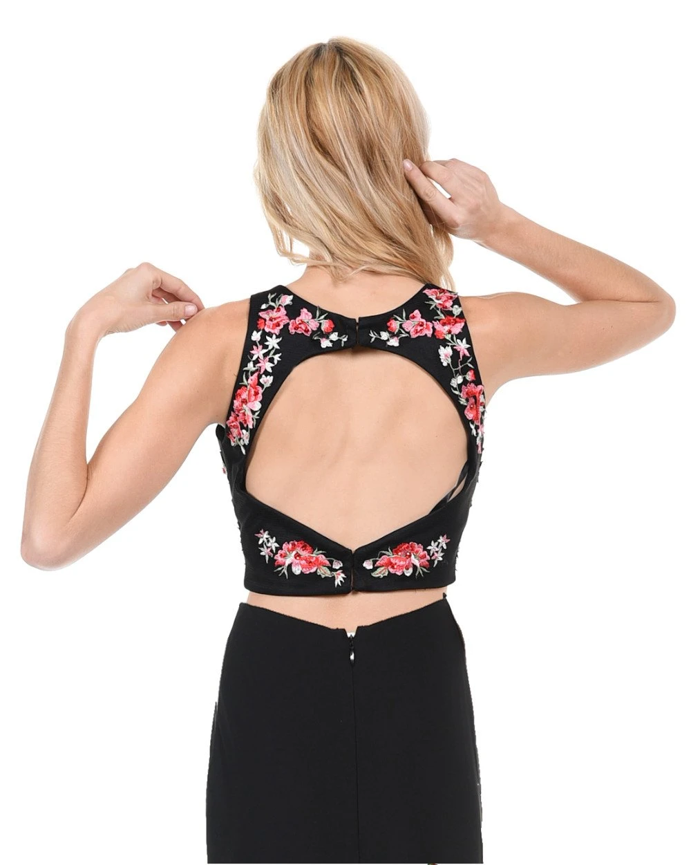 Poly USA | Ed Young T22 Sleeveless Crop Top Multi Colored Embroidery And Stones(Poly Usa T22 Sleeveless Black Crop Top Multi Colored Embroidery And Stones) 2 Poly USA | Ed Young T22 Sleeveless Crop Top Multi Colored Embroidery And Stones(Poly Usa T22 Sleeveless Black Crop Top Multi Colored Embroidery And Stones) - Image 2