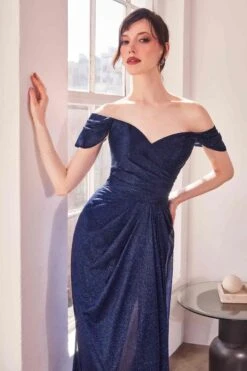 Ladivine Amoris T604 Off Shoulder Glitter Long Evening Gown(Ladivine Amoris T604 Off Shoulder Glitter Long Evening Gown) -Discount Dress Shops T604 NAVY 1
