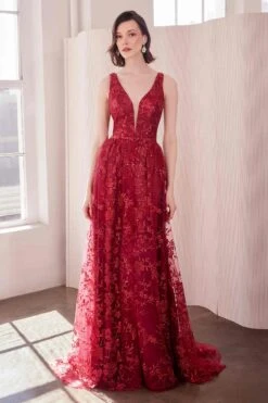 Ladivine Amoris T606 Long Sleeveless Glitter Print A-Line Gown(Ladivine Amoris T606 Long Sleeveless Glitter Print A Line Gown)