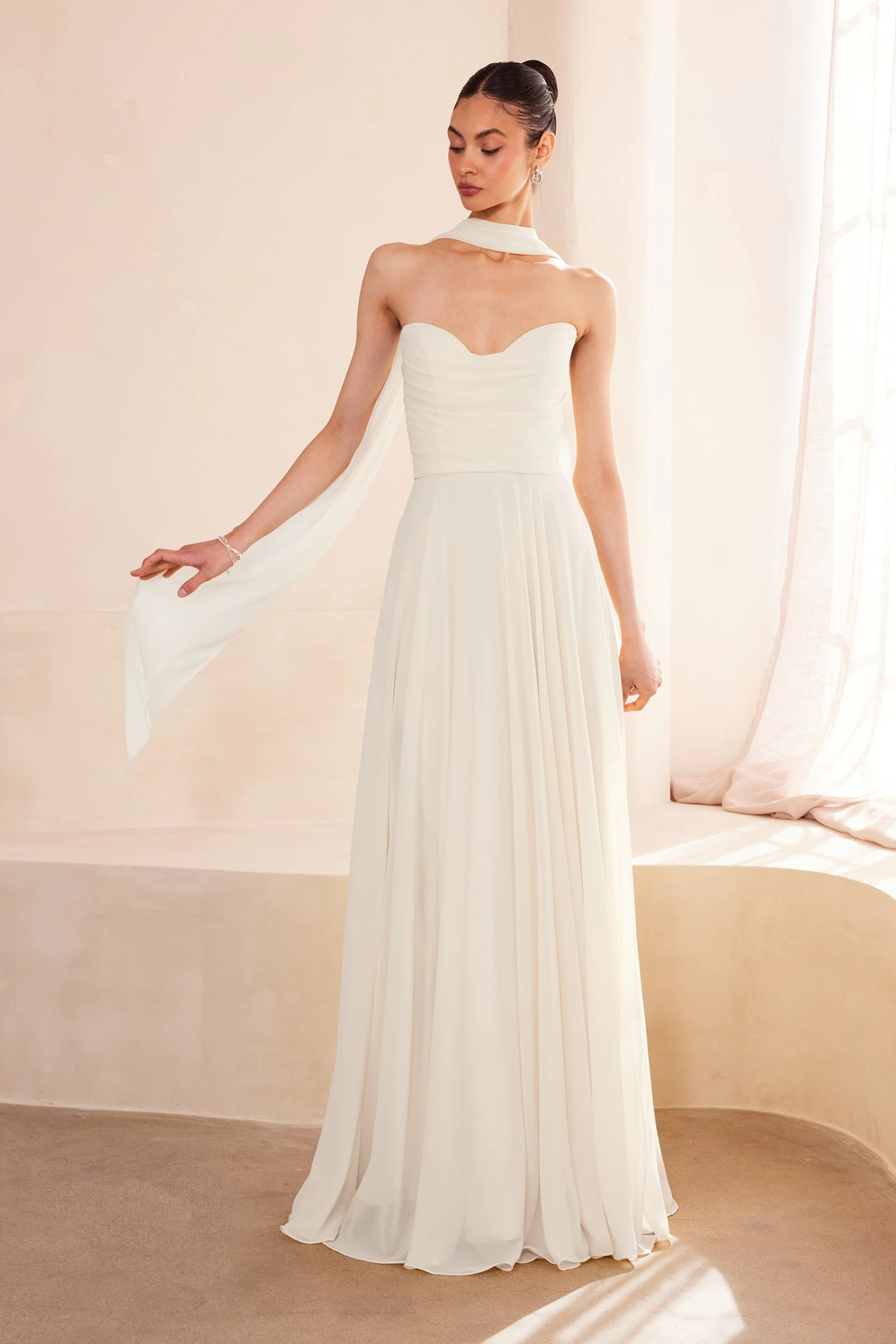Ladivine Amoris T703W White Dress Strapless A-Line Gown(Ladivine Amoris T703w White Dress Strapless A Line Gown) 2 Ladivine Amoris T703W White Dress Strapless A-Line Gown(Ladivine Amoris T703w White Dress Strapless A Line Gown) - Image 2