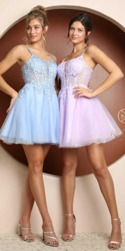 Nox Anabel T724 Floral Embellished Beads Bodice A-Line Short Dress(Nox Anabel T724 Floral Embellished Beads Bodice A Line Short Dress)