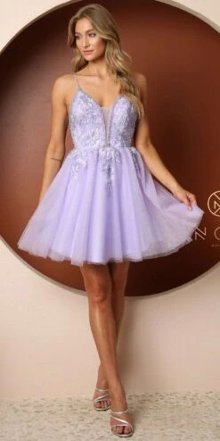 Nox Anabel T741 Embroider Bodice A-Line Short Dress(Nox Anabel T741 Embroider Bodice A Line Short Dress)