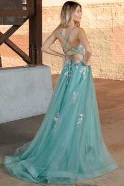 Amelia Couture TM1003 Long A-Line Ethereal Mesh Skirt Side Slit Dress(Amelia Couture Tm1003 Long A Line Ethereal Mesh Skirt Side Slit Dress) 22 Amelia Couture TM1003 Long A-Line Ethereal Mesh Skirt Side Slit Dress(Amelia Couture Tm1003 Long A Line Ethereal Mesh Skirt Side Slit Dress) -Discount Dress Shops TM1003 SAGE BACK2