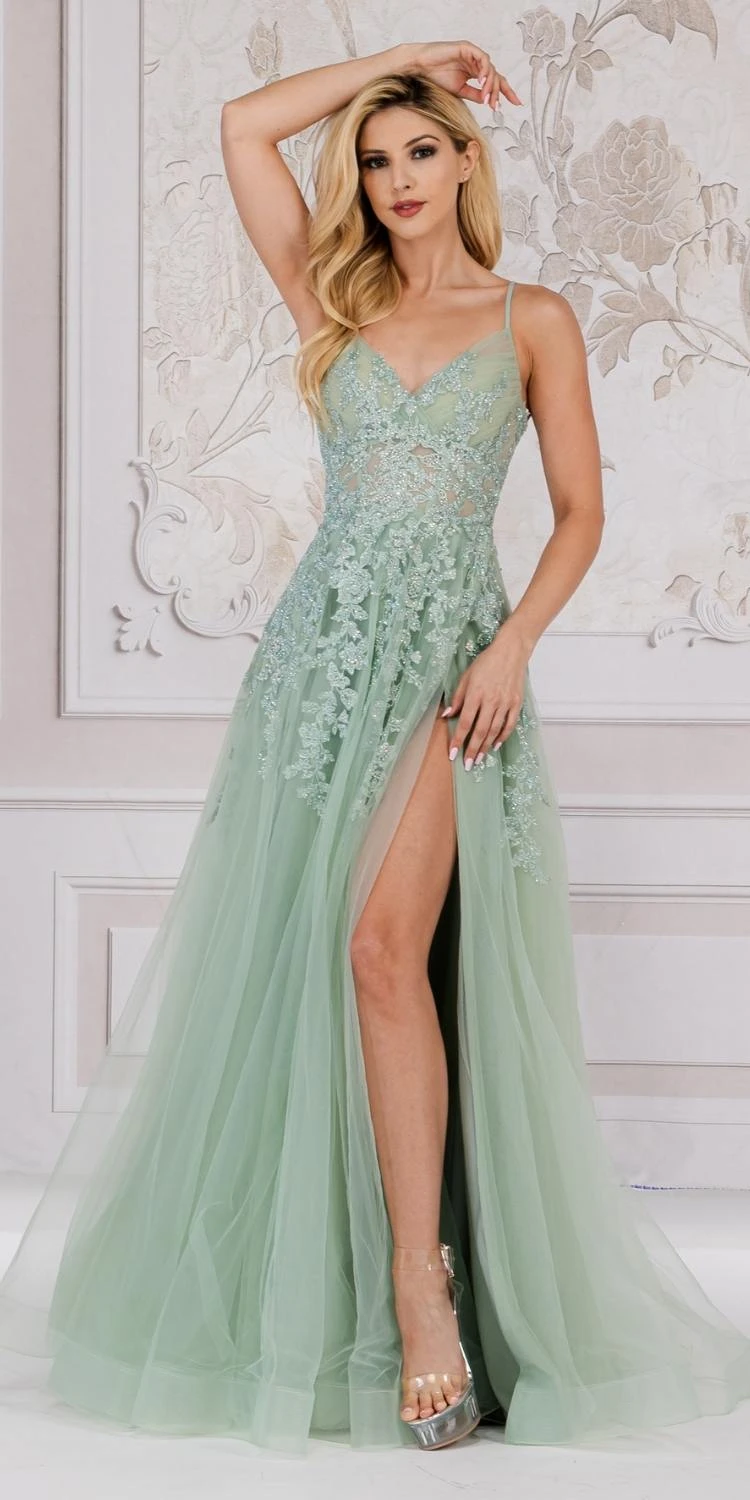 Amelia Couture TM1006 Long A-Line Embroidered Bodice Leg Slit Dress(Amelia Couture Tm1006 Long A Line Embroidered Bodice Leg Slit Dress) 3 Amelia Couture TM1006 Long A-Line Embroidered Bodice Leg Slit Dress(Amelia Couture Tm1006 Long A Line Embroidered Bodice Leg Slit Dress) - Image 3