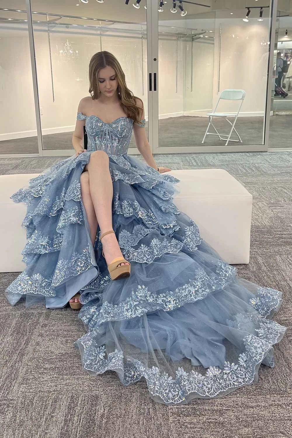 Amelia Couture TM1012 Long A-Line Layered Skirt Off Shoulder Corset Dress(Amelia Couture Tm1012 Long A Line Layered Skirt Off Shoulder Corset Dress) 11 Amelia Couture TM1012 Long A-Line Layered Skirt Off Shoulder Corset Dress(Amelia Couture Tm1012 Long A Line Layered Skirt Off Shoulder Corset Dress) - Image 11