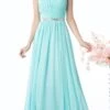 Cinderella Divine W0014 Long Gown Sleeveless Pleated Rhinestone Waist(Floor Length Aqua Gown Sleeveless Pleated Rhinestone Waist)