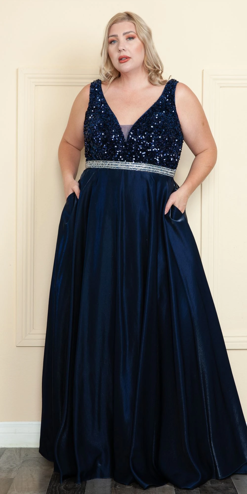 Lindas W1006 Floor Length A-Line Sleeveless V-Neck Sequin Bodice Dress(Lindas W1006 Floor Length A Line Sleeveless V Neck Sequin Bodice Dress) 1 Lindas W1006 Floor Length A-Line Sleeveless V-Neck Sequin Bodice Dress(Lindas W1006 Floor Length A Line Sleeveless V Neck Sequin Bodice Dress)