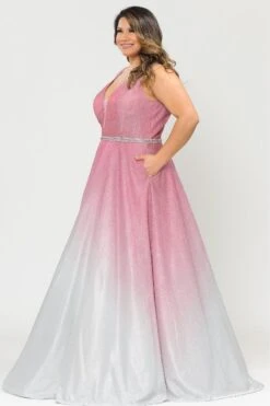 Lindas W1100 V-Neck Ombre Glitter Plus Size Dress With Rhinestone Waist(Lindas W1100 V Neck Ombre Glitter Plus Size Dress With Rhinestone Waist) 8 Lindas W1100 V-Neck Ombre Glitter Plus Size Dress With Rhinestone Waist(Lindas W1100 V Neck Ombre Glitter Plus Size Dress With Rhinestone Waist) -Discount Dress Shops W1100 PINKSIDE