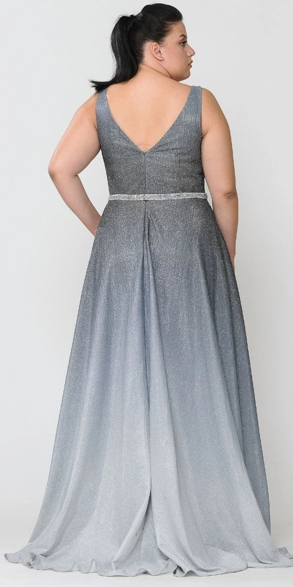Lindas W1100 V-Neck Ombre Glitter Plus Size Dress With Rhinestone Waist(Lindas W1100 V Neck Ombre Glitter Plus Size Dress With Rhinestone Waist) 5 Lindas W1100 V-Neck Ombre Glitter Plus Size Dress With Rhinestone Waist(Lindas W1100 V Neck Ombre Glitter Plus Size Dress With Rhinestone Waist) - Image 5