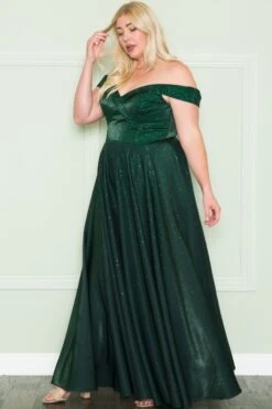 Lindas W1112 Off The Shoulder Two Tone Shimmer Dress With Rhinestones Bodice And Pockets(Lindas W1112 Off The Shoulder Two Tone Shimmer Dress With Rhinestones Bodice And Pockets) -Discount Dress Shops W1112 EMERALDSIDE