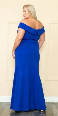 Lindas W1118 Long Plus Size Heavy Jersey Off The Shoulder Gown(Lindas W1118 Long Plus Size Heavy Jersey Off The Shoulder Gown) -Discount Dress Shops W1118Royal 1