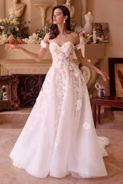 Andrea & Leo WL039 Dress Strapless Floral Lace Bridal Ball Gown(Andrea Leo Wl039 Dress Strapless Floral Lace Bridal Ball Gown)