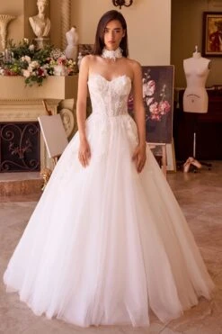 Andrea & Leo WL041 Dress Strapless Lace & Tulle Wedding Ball Gown(Andrea Leo Wl041 Dress Strapless Lace Tulle Wedding Ball Gown)