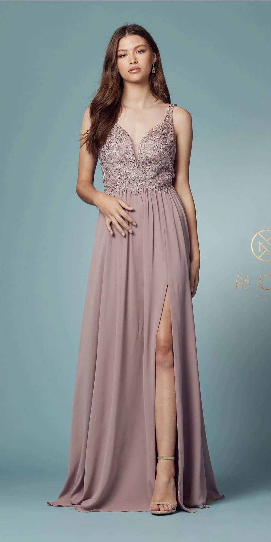 Nox Anabel Y299 A-Line Long Dress With Slit Beaded Bodice(A Line Long Formal Dress With Slit Beaded Bodice Burgundy) 7 Nox Anabel Y299 A-Line Long Dress With Slit Beaded Bodice(A Line Long Formal Dress With Slit Beaded Bodice Burgundy) - Image 7
