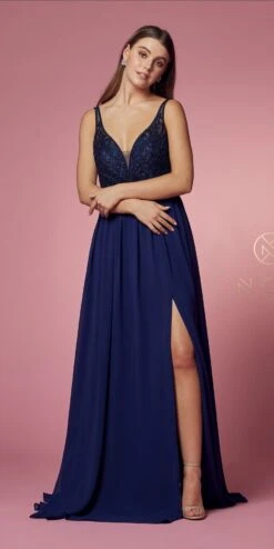 Nox Anabel Y299 A-Line Long Dress With Slit Beaded Bodice(A Line Long Formal Dress With Slit Beaded Bodice Burgundy) 39 Nox Anabel Y299 A-Line Long Dress With Slit Beaded Bodice(A Line Long Formal Dress With Slit Beaded Bodice Burgundy) -Discount Dress Shops Y299 NAVYBLUE 13