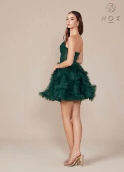Nox Anabel Y859 Dress Strapless Sweetheart A-Line Ruffled Skirt(Nox Anabel Y859 Dress Strapless Sweetheart A Line Ruffled Skirt) -Discount Dress Shops Y859 nox anabel emerald back