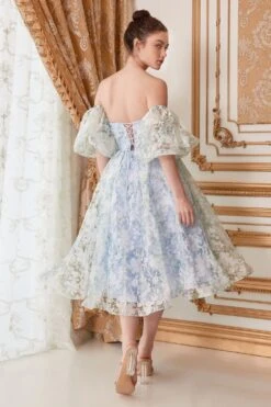 Andrea & Leo A1196 Strapless English Garden Tea Gown With Puff Sleeves(Andrea Leo A1196 Strapless English Garden Tea Gown With Puff Sleeves) -Discount Dress Shops a1196 blue 3