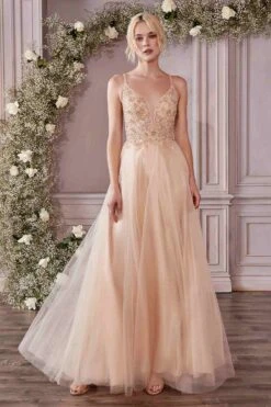 Cinderella Divine CD0195 Dress Long A-Line Layered Tulle Gown(Cinderella Divine Cd0195 Dress Long A Line Layered Tulle Gown)