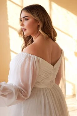 Cinderella Divine CD243W Sweetheart Sheer Sleeve Chiffon Dress(Cinderella Divine Cd243w Sweetheart Sheer Sleeve Chiffon Dress) -Discount Dress Shops cd243wc 4