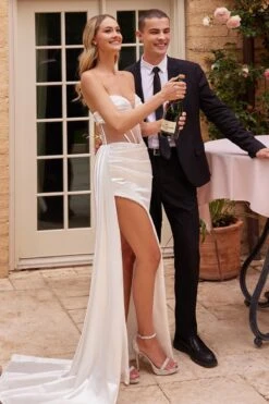 Ladivine CD269W Floor Length Strapless Luxurious Satin Corset Gown(Ladivine Cd269w Floor Length Strapless Luxurious Satin Corset Gown) -Discount Dress Shops cd269w 8