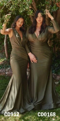 Ladivine CD912 Fitted Jersey Gown Ruched Waistline Pleated Deep V-Neckline(Fitted Jersey Deep Mauve Gown Ruched Waistline Pleated Deep V Neckline) -Discount Dress Shops cd912 cd0168 darkolive 2 7a1d33c3 7247 4a35 84f3 64e198409e8e