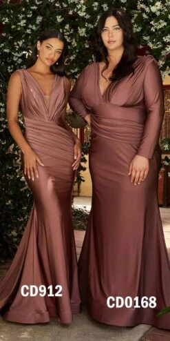 Ladivine CD912 Fitted Jersey Gown Ruched Waistline Pleated Deep V-Neckline(Fitted Jersey Deep Mauve Gown Ruched Waistline Pleated Deep V Neckline) -Discount Dress Shops cd912 deepmauve cd0168 darkmuave d3241547 e942 4cc3 af18 0a08f0ca8e6a