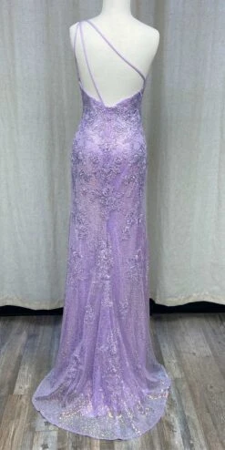 Nox Anabel D1158 Floor Length One Shoulder Strap Sequin Gown(Nox Anabel D1158 Floor Length One Shoulder Strap Sequin Gown) -Discount Dress Shops d1158 lilac back