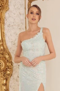 Nox Anabel D1158 Floor Length One Shoulder Strap Sequin Gown(Nox Anabel D1158 Floor Length One Shoulder Strap Sequin Gown) -Discount Dress Shops d1158 mint zoom