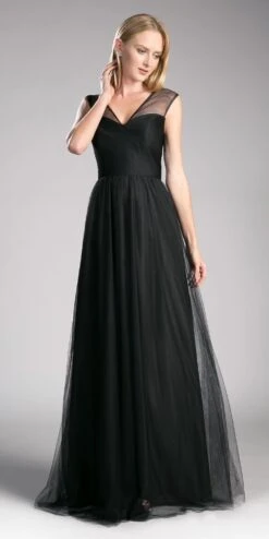 Ladivine ET320 Illusion V-Neck And Back Long Formal Dress Sleeveless(Mauve Illusion V Neck And Back Long Formal Dress Sleeveless) -Discount Dress Shops et320 black