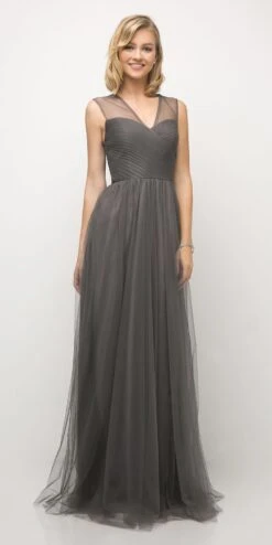 Ladivine ET320 Illusion V-Neck And Back Long Formal Dress Sleeveless(Mauve Illusion V Neck And Back Long Formal Dress Sleeveless) -Discount Dress Shops et320 charcoal