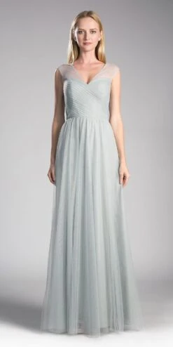 Ladivine ET320 Illusion V-Neck And Back Long Formal Dress Sleeveless(Mauve Illusion V Neck And Back Long Formal Dress Sleeveless) -Discount Dress Shops et320 eucalyptus