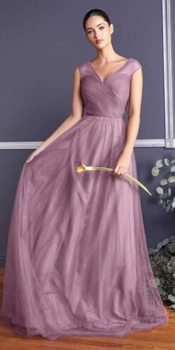 Ladivine ET320 Illusion V-Neck And Back Long Dress(French Lilac Illusion V Neck And Back Long Formal Dress Sleeveless)