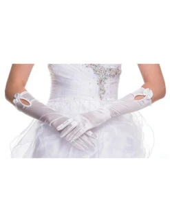 DeKlaire Bridal J009 Mid Length Satin Gloves(Mid Length Satin White Gloves Ivory Gloves Prom Gloves Wedding Gloves)