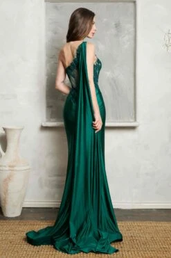 Juno M1037 Dress One Shoulder Embellished Dress With Removable Sash(Juno M1037 Dress One Shoulder Embellished Dress With Removable Sash) -Discount Dress Shops juno m1037 emerald b1 3066x4599 1