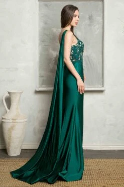 Juno M1037 Dress One Shoulder Embellished Dress With Removable Sash(Juno M1037 Dress One Shoulder Embellished Dress With Removable Sash) -Discount Dress Shops juno m1037 emerald f2 3066x4599 1