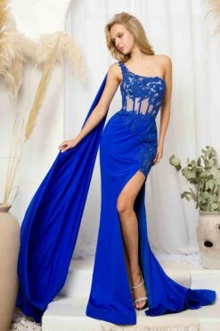 Juno M1037 Dress One Shoulder Embellished Dress With Removable Sash(Juno M1037 Dress One Shoulder Embellished Dress With Removable Sash) -Discount Dress Shops juno m1037 royal f1 3066x4599 1