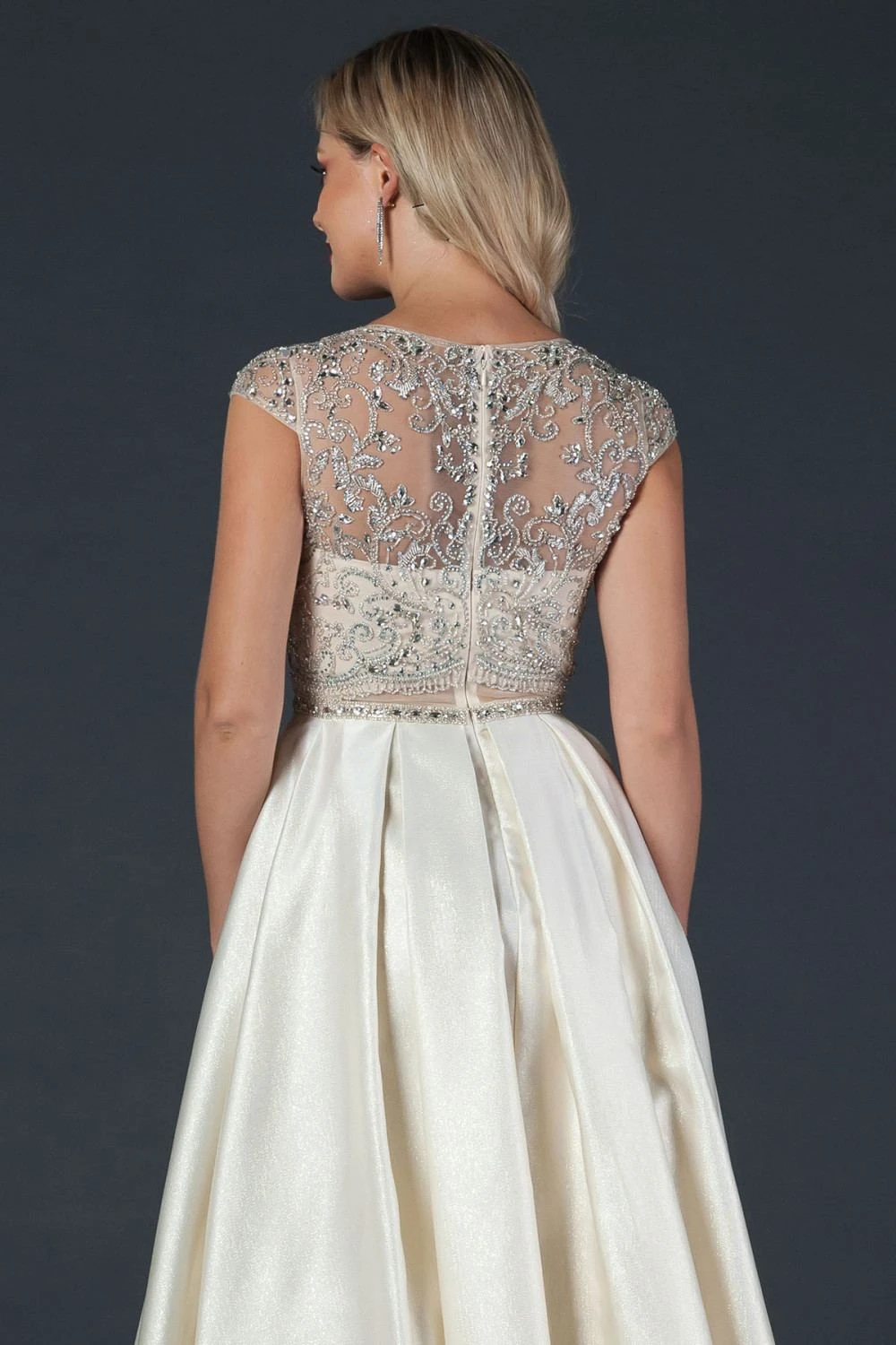 CLEARANCE - Aspeed L2157 Short Sleeved Long A-Line Dress Sheer Midriff (Size Large)(Clearance Aspeed L2157 Short Sleeved Long A Line Dress Sheer Midriff Size Large) 7 CLEARANCE - Aspeed L2157 Short Sleeved Long A-Line Dress Sheer Midriff (Size Large)(Clearance Aspeed L2157 Short Sleeved Long A Line Dress Sheer Midriff Size Large) - Image 7