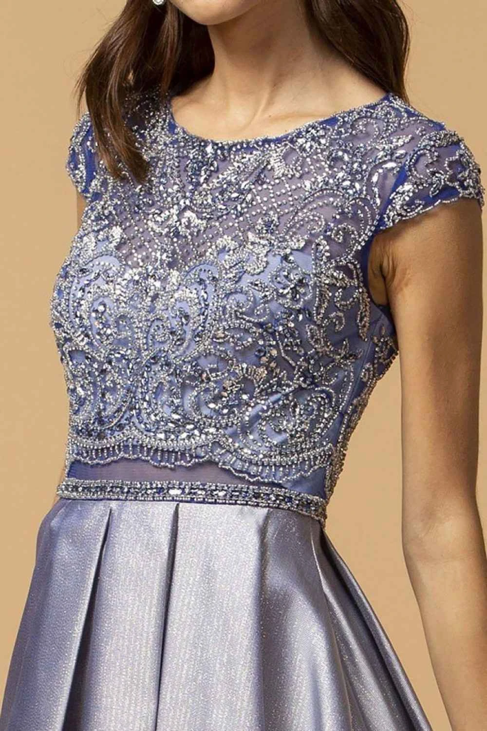 CLEARANCE - Aspeed L2157 Short Sleeved Long A-Line Dress Sheer Midriff (Size Large)(Clearance Aspeed L2157 Short Sleeved Long A Line Dress Sheer Midriff Size Large) 5 CLEARANCE - Aspeed L2157 Short Sleeved Long A-Line Dress Sheer Midriff (Size Large)(Clearance Aspeed L2157 Short Sleeved Long A Line Dress Sheer Midriff Size Large) - Image 5