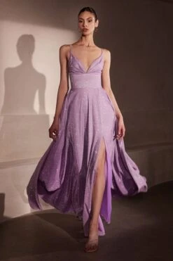 Ladivine Amoris T214 Sleeveless Spaghetti Strap A-Line Glitter Gown(Ladivine Amoris T214 Sleeveless Spaghetti Strap A Line Glitter Gown) -Discount Dress Shops t214 lavender 2