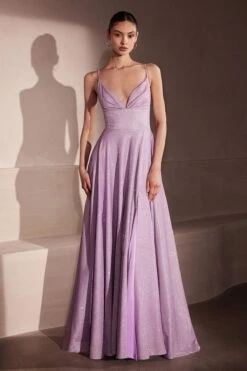 Ladivine Amoris T214 Sleeveless Spaghetti Strap A-Line Glitter Gown(Ladivine Amoris T214 Sleeveless Spaghetti Strap A Line Glitter Gown) -Discount Dress Shops t214 lavender front