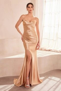 Ladivine Amoris T704 Dress Off The Shoulder Fitted Gown(Ladivine Amoris T704 Dress Off The Shoulder Fitted Gown) 37 Ladivine Amoris T704 Dress Off The Shoulder Fitted Gown(Ladivine Amoris T704 Dress Off The Shoulder Fitted Gown) -Discount Dress Shops t704 champagne gold front