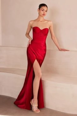 Ladivine Amoris T708 Strapless Fitted Satin Prom Gown(Ladivine Amoris T708 Strapless Fitted Satin Prom Gown) 13 Ladivine Amoris T708 Strapless Fitted Satin Prom Gown(Ladivine Amoris T708 Strapless Fitted Satin Prom Gown) -Discount Dress Shops t708 burgundy front