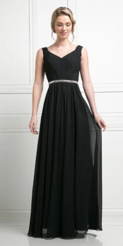 Cinderella Divine W0014 Long Gown Sleeveless Pleated Rhinestone Waist(Floor Length Aqua Gown Sleeveless Pleated Rhinestone Waist) -Discount Dress Shops w0014 10