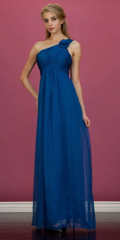 CLEARANCE - Cinderella Divine 7716 Long One Shoulder Chiffon Empire Dress(Clearance Cinderella Divine 7716 Long One Shoulder Chiffon Empire Dress)