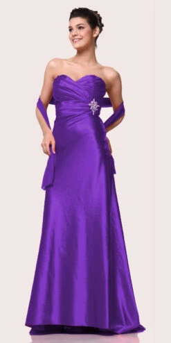 CLEARANCE - Cinderella Divine 7704 Strapless Sweetheart Long Satin Dress (Size L)(Clearance Cinderella Divine 7704 Strapless Sweetheart Long Satin Dress Size L)