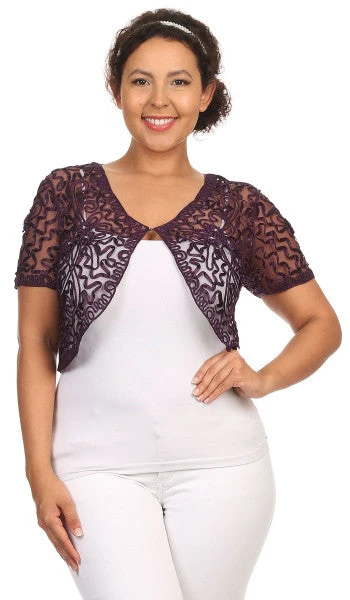 Lace Bolero Jacket Short Sleeve By COC TN167(White Lace Bolero Jacket Short Sleeve Wedding Bolero White Bridal) 5 Lace Bolero Jacket Short Sleeve By COC TN167(White Lace Bolero Jacket Short Sleeve Wedding Bolero White Bridal) - Image 5