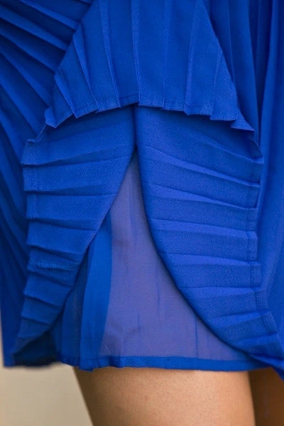 Royal Blue Lace Mesh Pleated Dress Short See Through Back Wide Strap(Royal Blue Lace Mesh Pleated Dress Short See Through Back Wide Strap) 7 Royal Blue Lace Mesh Pleated Dress Short See Through Back Wide Strap(Royal Blue Lace Mesh Pleated Dress Short See Through Back Wide Strap) - Image 7