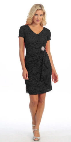 Celavie 6038 Short Sleeved Short Side Gathered Knee Length Dress(Short Sleeved Short Side Gathered Royal Blue Cocktail Dress) -Discount Dress Shops yhst 94935736666794 2454 1258555913 6a50f91c 30a7 4393 bbb3 e025c74e9c25